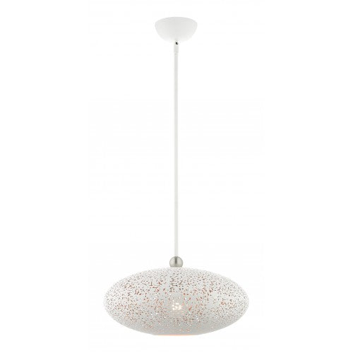 1 Light White Pendant Pendant Livex