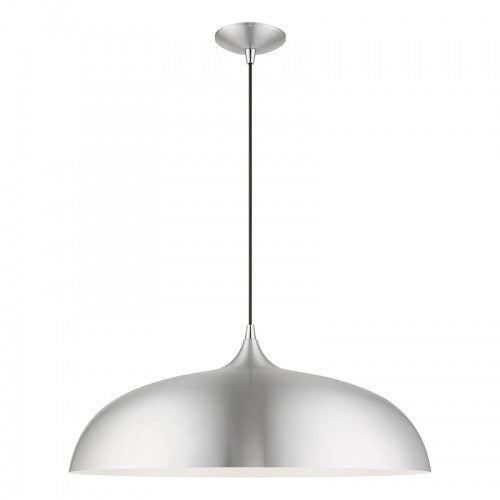 3 Light Brushed Aluminum with Polished Chrome Accents Large Pendant Pendant Livex