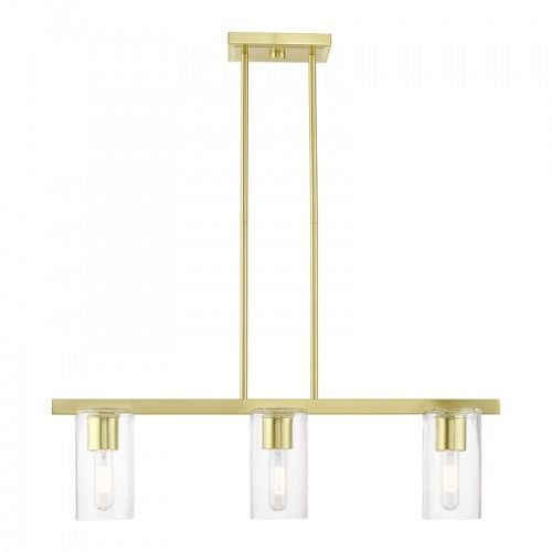 3 Light Satin Brass Linear Chandelier Linear Livex