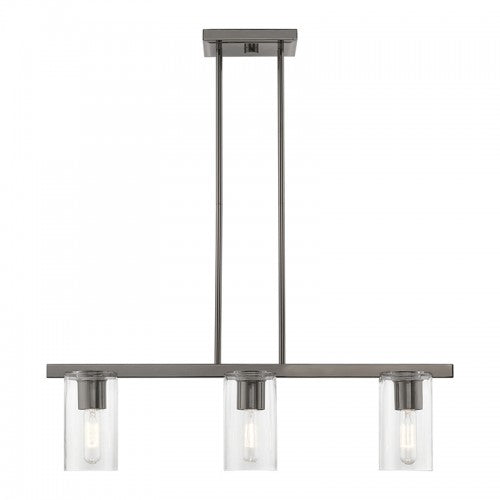 3 Light Black Chrome Linear Chandelier Linear Livex