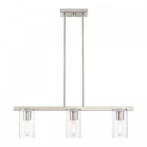 3 Light Brushed Nickel Linear Chandelier Linear Livex