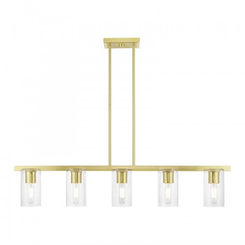 5 Light Satin Brass Linear Chandelier Linear Livex