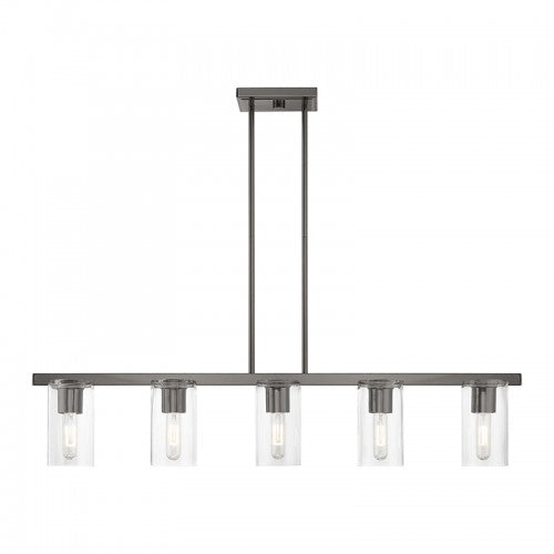 5 Light Black Chrome Linear Chandelier Linear Livex