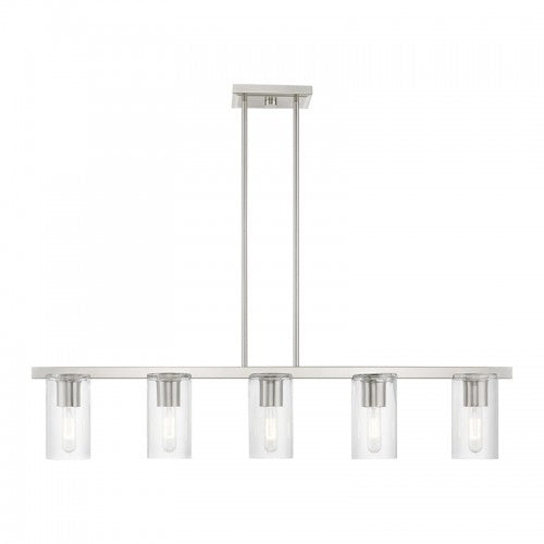 5 Light Brushed Nickel Linear Chandelier Linear Livex