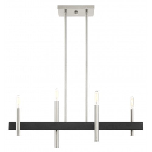 4 Light Brushed Nickel Linear Chandelier Linear Livex