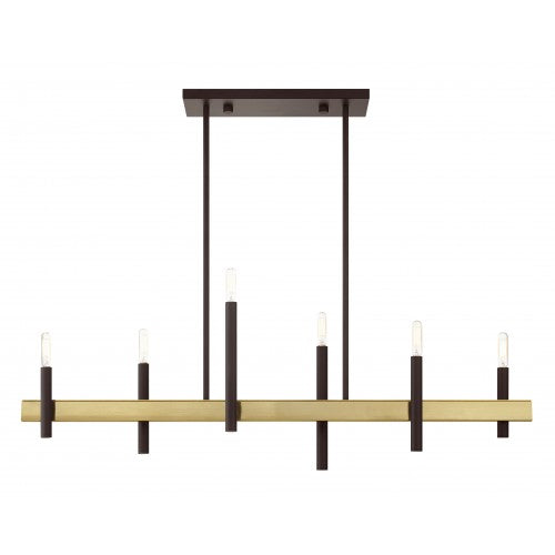 6 Light Bronze Linear Chandelier Linear Livex