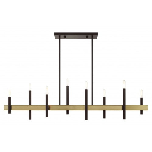 8 Light Bronze Linear Chandelier Linear Livex