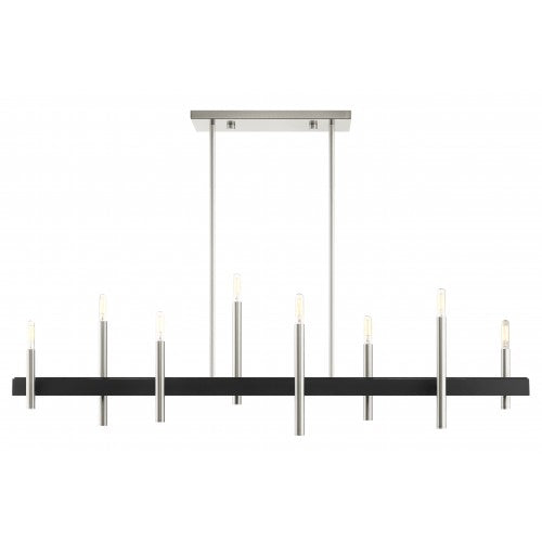 8 Light Brushed Nickel Linear Chandelier Linear Livex