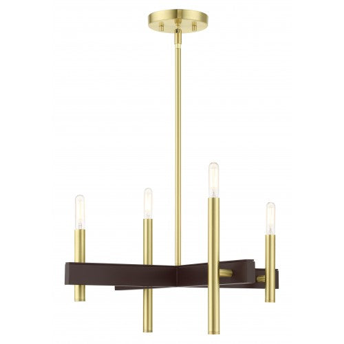 4 Light Satin Brass Chandelier Chandelier Livex