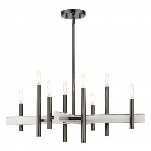 8 Light Black Chrome Chandelier Chandelier Livex