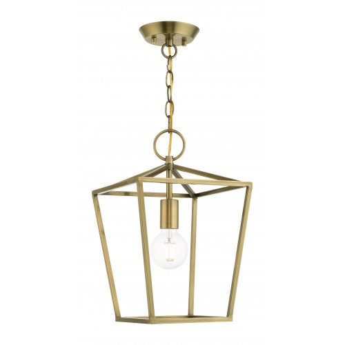 1 Light Antique Brass Convertible Lantern Semi Flush Livex