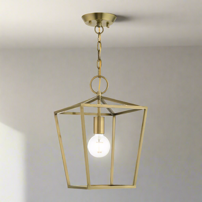 1 Light Antique Brass Convertible Lantern Semi Flush Livex