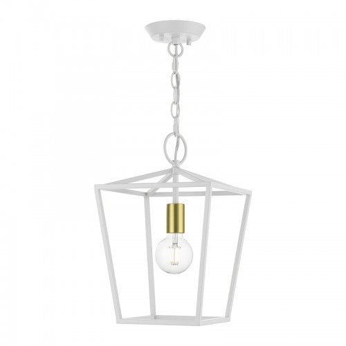 1 Light White Square Lantern Semi Flush Livex