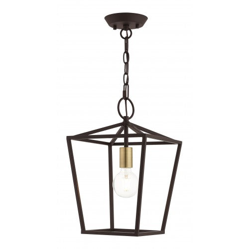 1 Light Bronze Convertible Lantern Semi Flush Livex