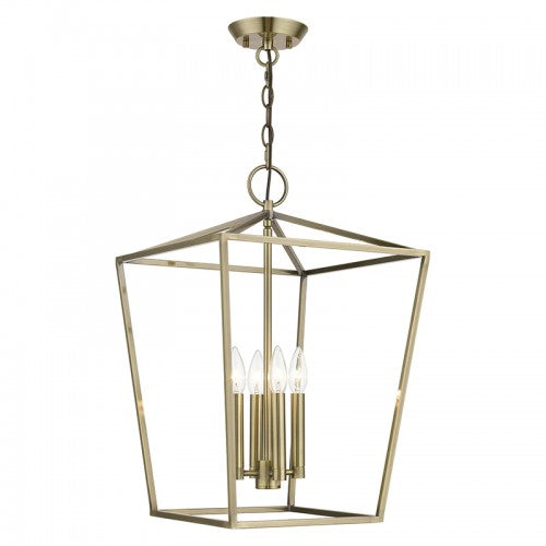 4 Light Antique Brass Chandelier Chandelier Livex