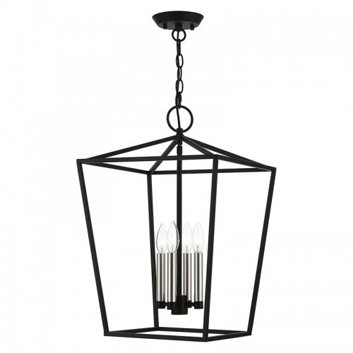 4 Light Black with Brushed Nickel Accents Chandelier Chandelier Livex