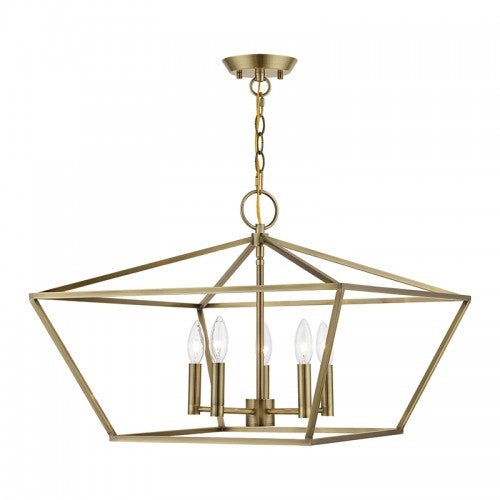 5 Light Antique Brass Chandelier Chandelier Livex