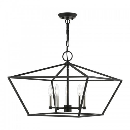 5 Light Black with Brushed Nickel Accents Chandelier Chandelier Livex