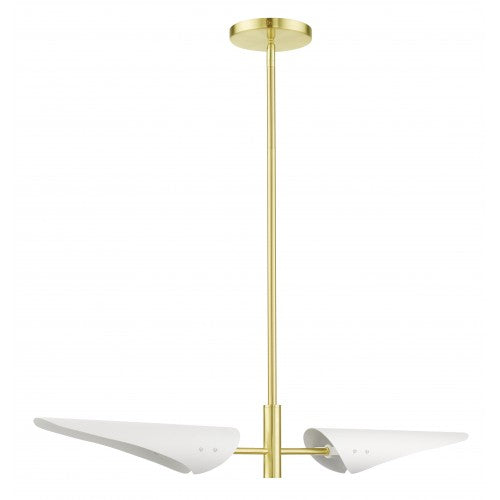 2 Light Satin Brass Linear Chandelier Linear Livex