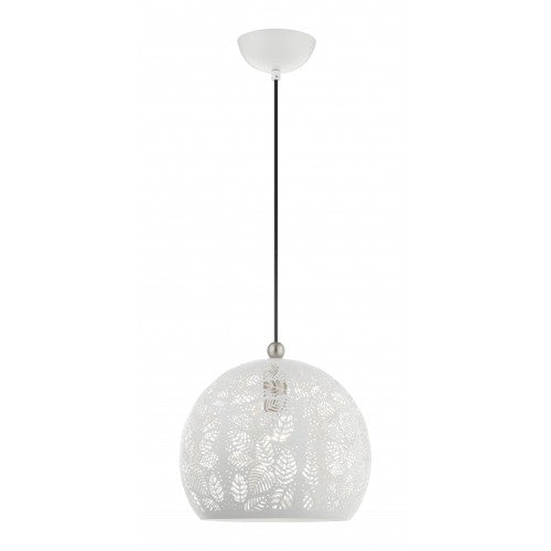 1 Light White Pendant Pendant Livex