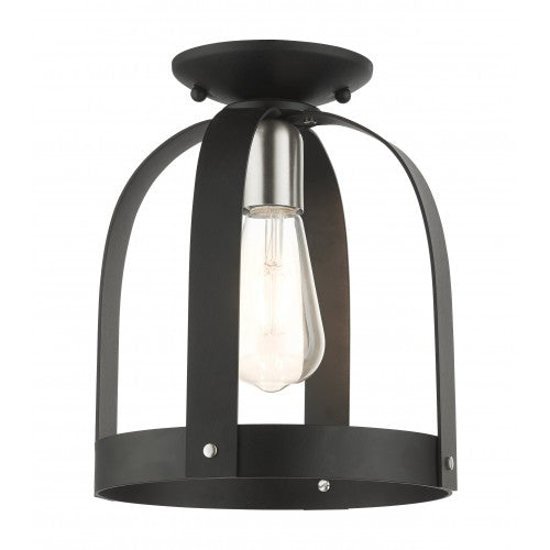 1 Light Textured Black Petite Semi Flush Semi Flush Livex