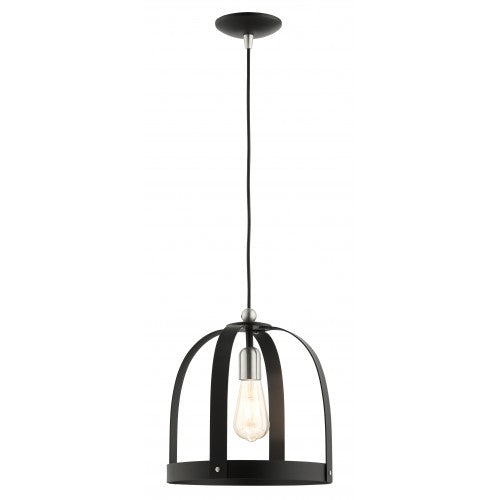 1 Light Textured Black Pendant Pendant Livex