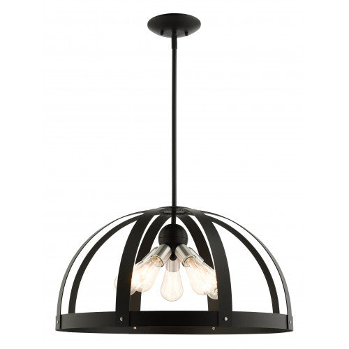 5 Light Textured Black Pendant Chandelier Chandelier Livex