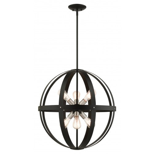 6 Light Textured Black Pendant Chandelier Chandelier Livex