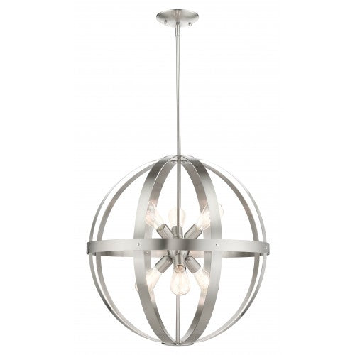 6 Light Brushed Nickel Pendant Chandelier Chandelier Livex