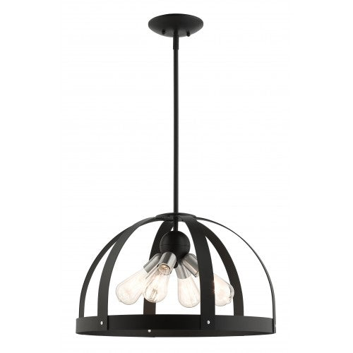 4 Light Textured Black Pendant Chandelier Chandelier Livex