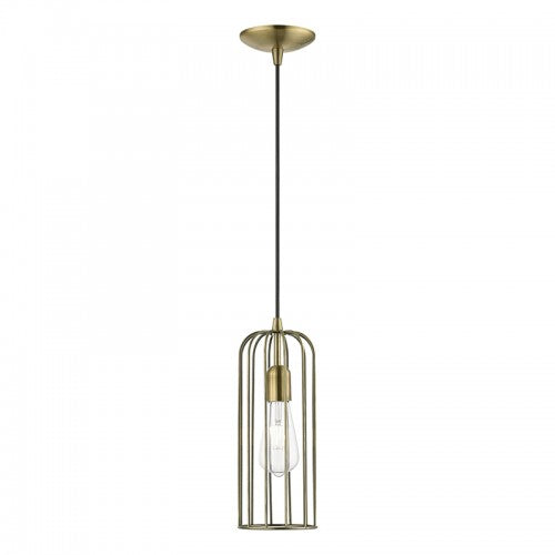 1 Light Antique Brass Pendant Pendant Livex