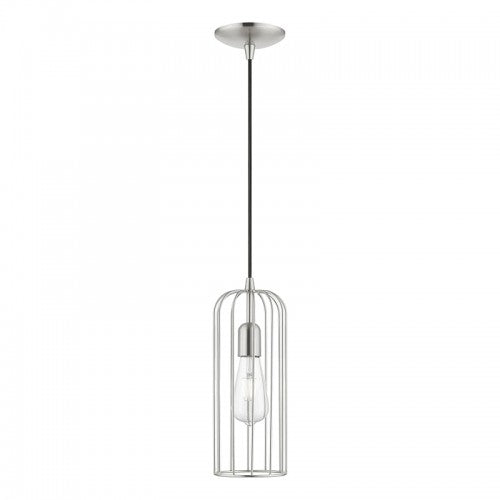 1 Light Brushed Nickel Pendant Pendant Livex