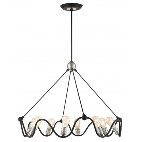 8 Light Textured Black with Brushed Nickel Accents Chandelier Chandelier Livex