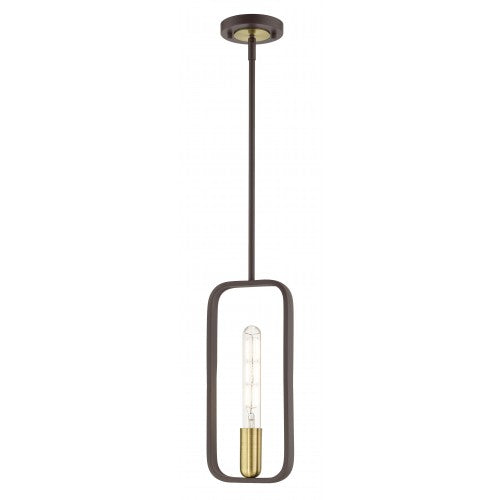 1 Light Bronze with Antique Brass Accents Pendant Pendant Livex