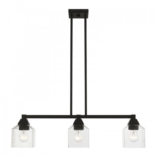 3 Light Black Linear Chandelier Linear Livex