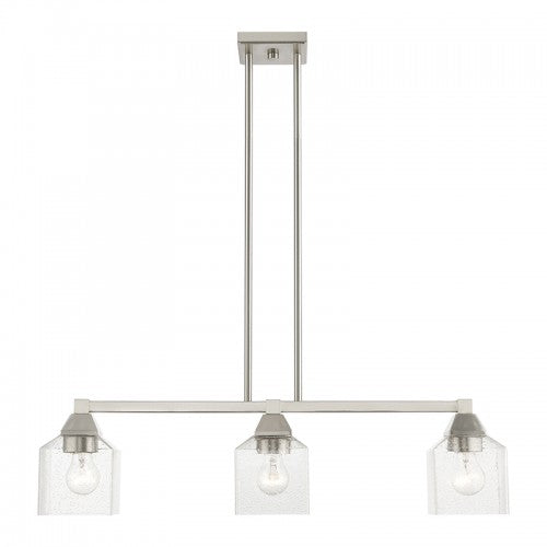 3 Light Brushed Nickel Linear Chandelier Linear Livex