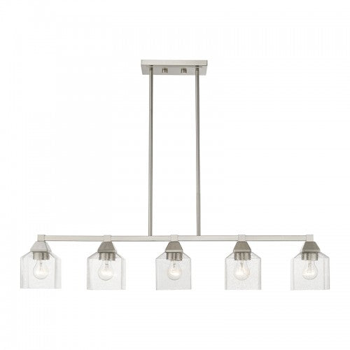 5 Light Brushed Nickel Linear Chandelier Linear Livex