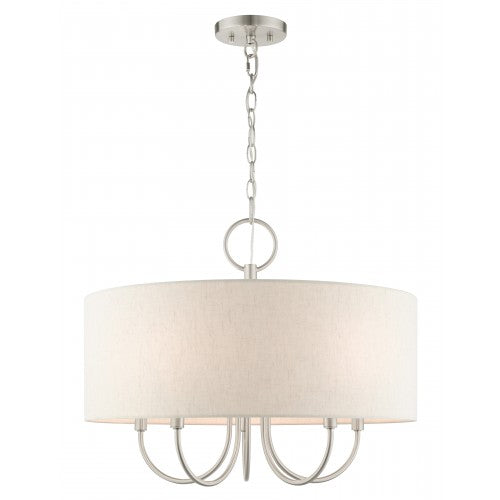 5 Light Brushed Nickel Pendant Chandelier Chandelier Livex