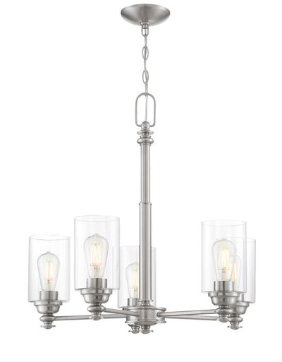 Dardyn 5 Light Chandelier in Brushed Polished Nickel (Clear Glass) Chandelier Craftmade