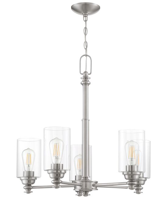 Dardyn 5 Light Chandelier in Brushed Polished Nickel (Clear Glass) Chandelier Craftmade