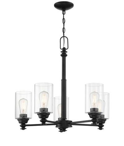 Dardyn 5 Light Chandelier in Flat Black (Clear Glass) Chandelier Craftmade