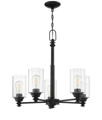 Dardyn 5 Light Chandelier in Flat Black (Clear Glass) Chandelier Craftmade