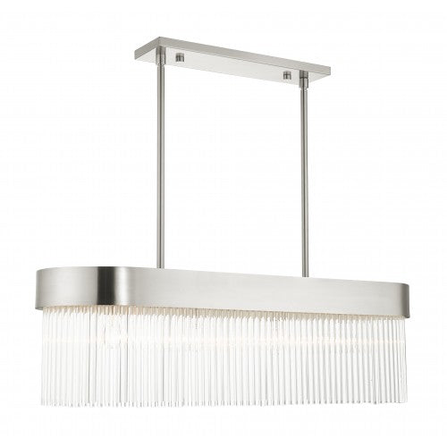 4 Light Brushed Nickel Chandelier Linear Livex