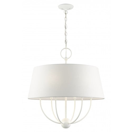 6 Light White Pendant Chandelier Chandelier Livex
