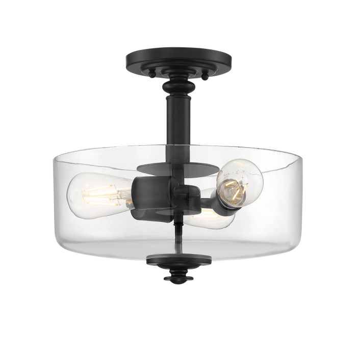 Dardryn 3 Light Convertible Semi Flush in Flat Black (Clear Glass) Semi Flush Craftmade