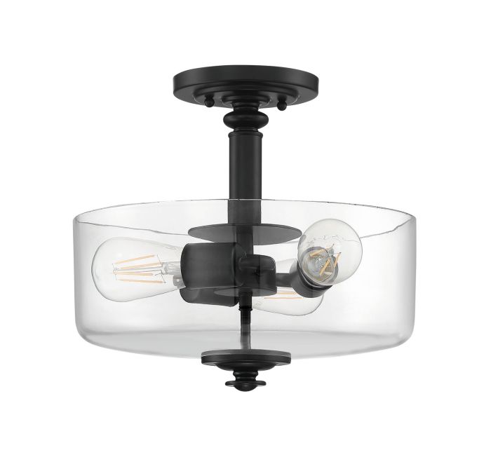 Dardryn 3 Light Convertible Semi Flush in Flat Black (Clear Glass) Semi Flush Craftmade