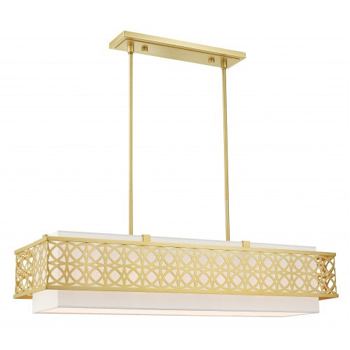 6 Light Soft Gold Linear Chandelier Linear Livex