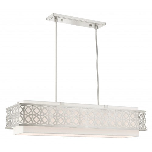 6 Light Brushed Nickel Linear Chandelier Linear Livex