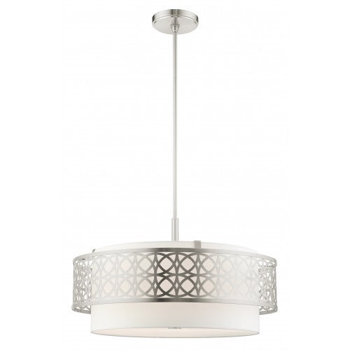 5 Light Brushed Nickel Pendant Chandelier Chandelier Livex