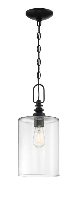 Dardyn 1 Light Mini Pendant in Flat Black (Clear Glass) Pendant Craftmade